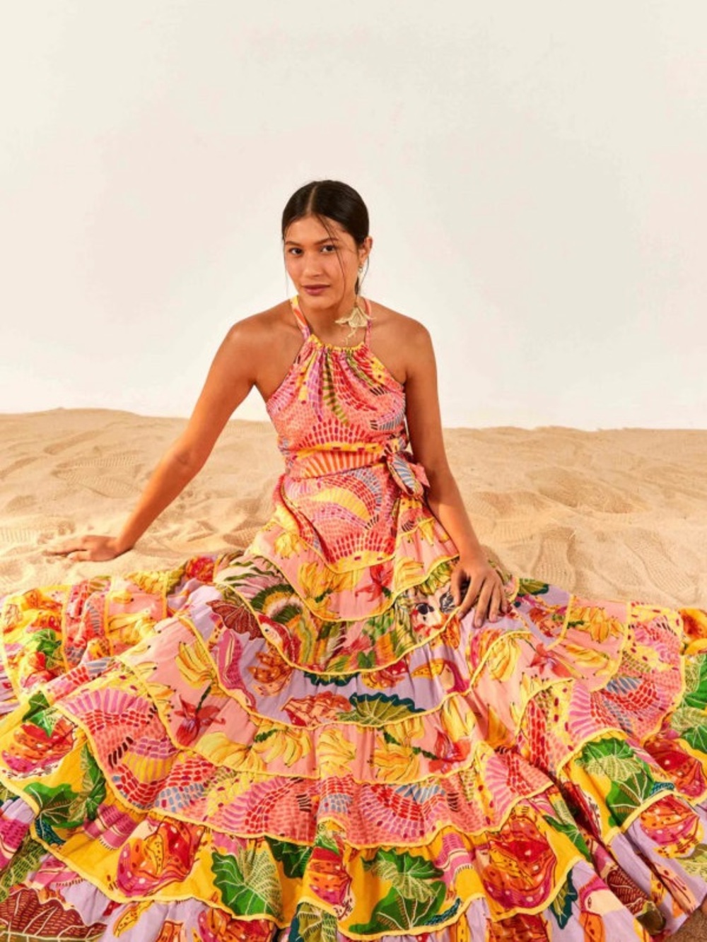 Farm Rio Mixed Pink Prints Maxi Dress